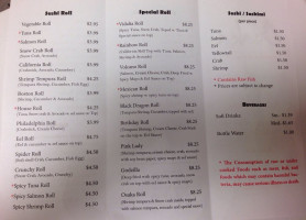 Osaka Hibachi Sushi menu