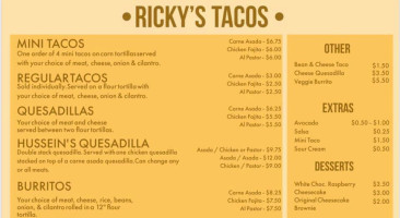 Ricky's Tacos menu