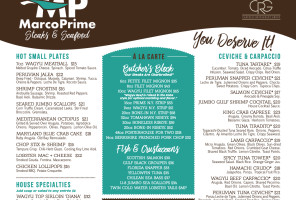 Marco Prime Steak Seafood menu