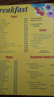 Brizuela's menu