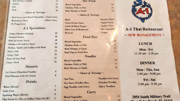 A-1 Thai menu