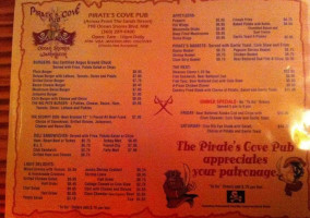 Pirates Cove Pub menu