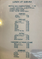 Sakura Japanese menu