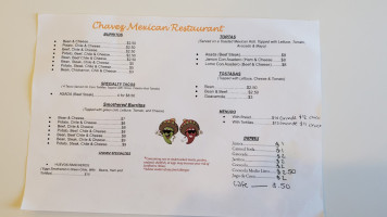 Chavez Family Mexican menu