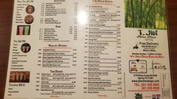 T Jins China Diner menu