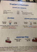 Frazier's Cafe menu