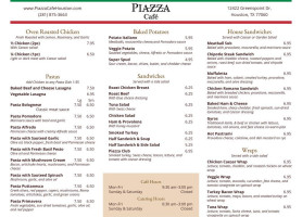 Piazza Cafe Catering menu