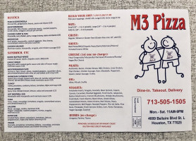 M3 Pizza menu