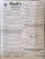 Mack’s menu