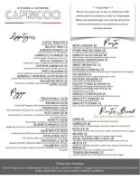 Capriccio Blue Lagoon menu