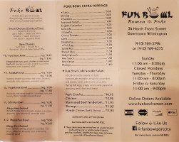 Fun Bowl menu