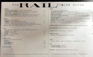 The Rail Public House menu