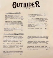 Outrider Beer Company menu