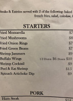 Tony's Steak Barn menu