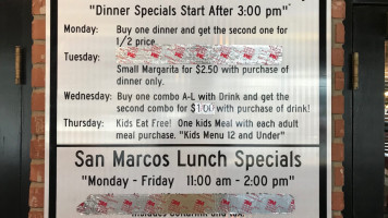 San Marcos Mexican menu