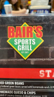 Bair's All-american Sports Grill menu