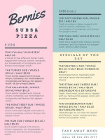 Bernie's Sub Pizza Shop menu