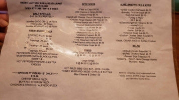 Green Lantern menu