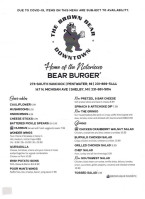 Brown Bear menu