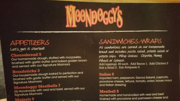 Moondoggy's Pizza menu