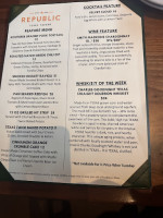 Republic Texas Tavern menu