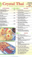 Crystal Thai menu