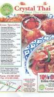 Crystal Thai menu