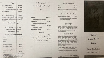 Deb's Cross Fork Inn menu