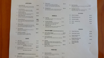 Thai Thai Cuisine menu