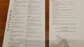 The Oak Tavern menu