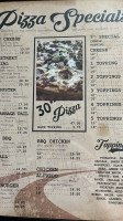 Backstreet Pizza menu