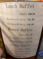 Empire Buffet menu