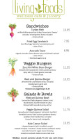 Living Foods Cafe menu