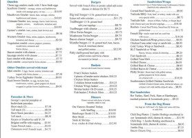 The Artisan Taproom menu