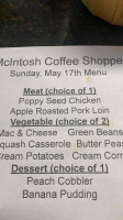 Mcintosh Coffee Shoppe menu