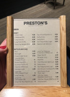 Preston's menu