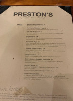 Preston's menu