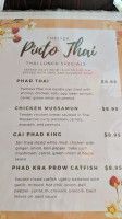 Pinto Thai menu