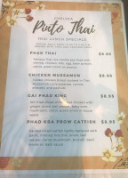 Pinto Thai menu