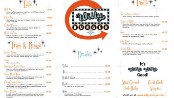 Willy Burger menu