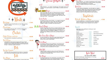 Willy Burger menu