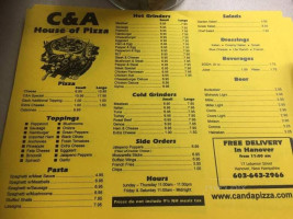 C A Pizza menu