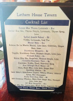 Latham House Tavern menu