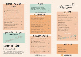 Bibi Eatery menu