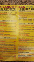 Milano's Pizza menu