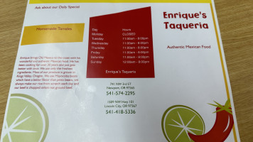 Enrique's Authentic Mexican Food menu