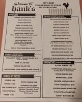 Hank's menu