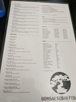 Bonsai Sushi Fusion menu