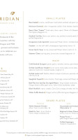 Meridian Restaurant Bar menu