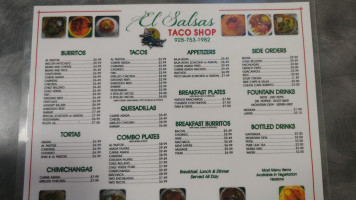 El Salsas Taco Shop menu